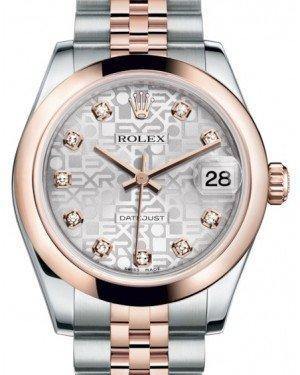 Rolex Datejust 31 Lady Midsize Rose Gold/Steel Silver Jubilee Diamond Dial & Smooth Domed Bezel Jubilee Bracelet 178241 - Fresh - NY WATCH LAB 