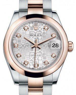 Rolex Datejust 31 Lady Midsize Rose Gold/Steel Silver Jubilee Diamond Dial & Smooth Domed Bezel Oyster Bracelet 178241 - Fresh - NY WATCH LAB 