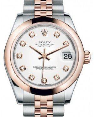 Rolex Datejust 31 Lady Midsize Rose Gold/Steel White Diamond Dial & Smooth Domed Bezel Jubilee Bracelet 178241 - Fresh - NY WATCH LAB 