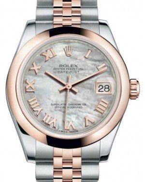 Rolex Datejust 31 Lady Midsize Rose Gold/Steel White Mother of Pearl Roman Dial & Smooth Domed Bezel Jubilee Bracelet 178241 - Fresh - NY WATCH LAB 