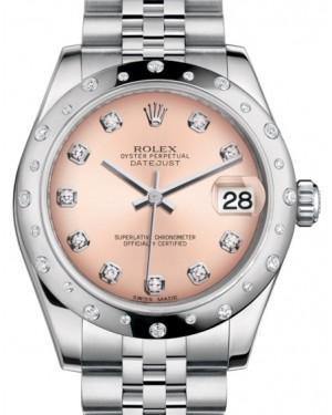 Rolex Datejust 31 Lady Midsize White Gold/Steel Pink Diamond Dial & Diamond Set Domed Bezel Jubilee Bracelet 178344 - Fresh - NY WATCH LAB 