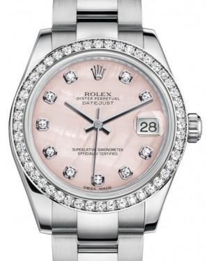 Rolex Datejust 31 Lady Midsize White Gold/Steel Pink Mother of Pearl Diamond Dial & Diamond Bezel Oyster Bracelet 178384 - Fresh - NY WATCH LAB 