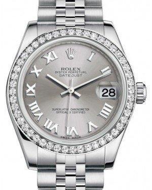 Rolex Datejust 31 Lady Midsize White Gold/Steel Rhodium Roman Dial & Diamond Bezel Jubilee Bracelet 178384 - Fresh - NY WATCH LAB 