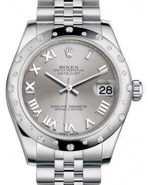 Rolex Datejust 31 Lady Midsize White Gold/Steel Rhodium Roman Dial & Diamond Set Domed Bezel Jubilee Bracelet 178344 - Fresh - NY WATCH LAB 