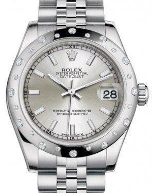 Rolex Datejust 31 Lady Midsize White Gold/Steel Silver Index Dial & Diamond Set Domed Bezel Jubilee Bracelet 178344 - Fresh - NY WATCH LAB 