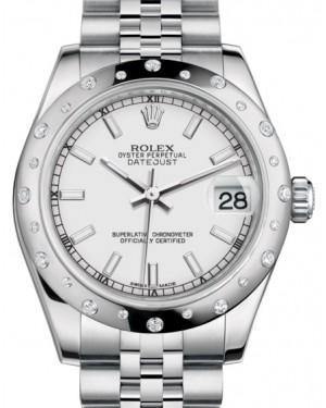 Rolex Datejust 31 Lady Midsize White Gold/Steel White Index Dial & Diamond Set Domed Bezel Jubilee Bracelet 178344 - Fresh - NY WATCH LAB 