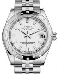 Rolex Datejust 31 Lady Midsize White Gold/Steel White Index Dial & Diamond Set Domed Bezel Jubilee Bracelet 178344 - Fresh - NY WATCH LAB 