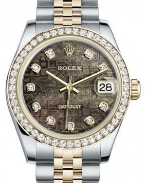 Rolex Datejust 31 Lady Midsize Yellow Gold/Steel Black Mother of Pearl Jubilee Diamond Dial & Diamond Bezel Jubilee Bracelet 178383 - Fresh - NY WATCH LAB 