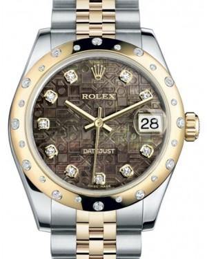 Rolex Datejust 31 Lady Midsize Yellow Gold/Steel Black Mother of Pearl Jubilee Diamond Dial & Diamond Set Domed Bezel Jubilee Bracelet 178343 - Fresh - NY WATCH LAB 