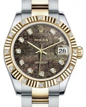 Rolex Datejust 31 Lady Midsize Yellow Gold/Steel Black Mother of Pearl Jubilee Diamond Dial & Diamond Set Fluted Bezel Oyster Bracelet 178313 - Fresh - NY WATCH LAB 