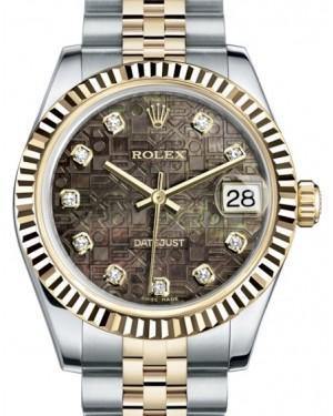 Rolex Datejust 31 Lady Midsize Yellow Gold/Steel Black Mother of Pearl Jubilee Diamond Dial & Fluted Bezel Jubilee Bracelet 178273 - Fresh - NY WATCH LAB 
