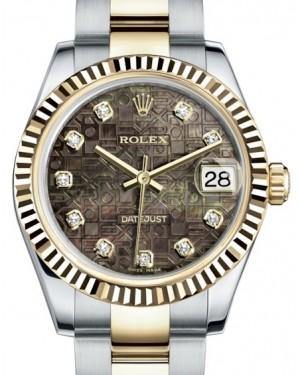 Rolex Datejust 31 Lady Midsize Yellow Gold/Steel Black Mother of Pearl Jubilee Diamond Dial & Fluted Bezel Oyster Bracelet 178273 - Fresh - NY WATCH LAB 