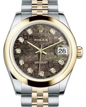 Rolex Datejust 31 Lady Midsize Yellow Gold/Steel Black Mother of Pearl Jubilee Diamond Dial & Smooth Domed Bezel Jubilee Bracelet 178243 - Fresh - NY WATCH LAB 