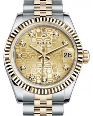 Rolex Datejust 31 Lady Midsize Yellow Gold/Steel Champagne Jubilee Diamond Dial & Fluted Bezel Jubilee Bracelet 178273 - Fresh - NY WATCH LAB 