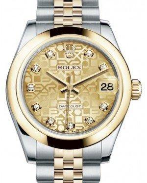 Rolex Datejust 31 Lady Midsize Yellow Gold/Steel Champagne Jubilee Diamond Dial & Smooth Domed Bezel Jubilee Bracelet 178243 - Fresh - NY WATCH LAB 
