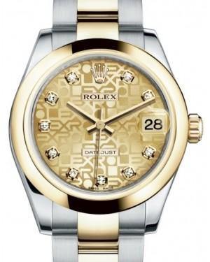 Rolex Datejust 31 Lady Midsize Yellow Gold/Steel Champagne Jubilee Diamond Dial & Smooth Domed Bezel Oyster Bracelet 178243 - Fresh - NY WATCH LAB 