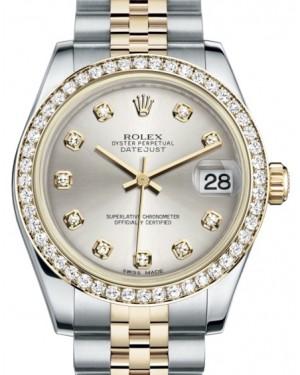 Rolex Datejust 31 Lady Midsize Yellow Gold/Steel Silver Diamond Dial & Diamond Bezel Jubilee Bracelet 178383