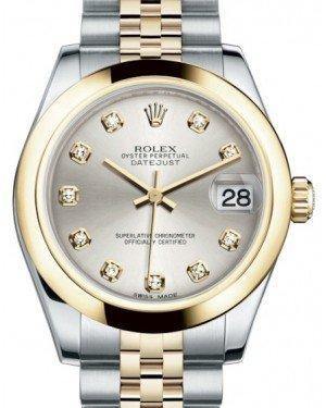 Rolex Datejust 31 Lady Midsize Yellow Gold/Steel Silver Diamond Dial & Smooth Domed Bezel Jubilee Bracelet 178243 - Fresh - NY WATCH LAB 