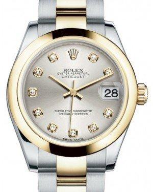 Rolex Datejust 31 Lady Midsize Yellow Gold/Steel Silver Diamond Dial & Smooth Domed Bezel Oyster Bracelet 178243 - Fresh - NY WATCH LAB 