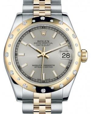 Rolex Datejust 31 Lady Midsize Yellow Gold/Steel Silver Index Dial & Diamond Set Domed Bezel Jubilee Bracelet 178343 - Fresh - NY WATCH LAB 