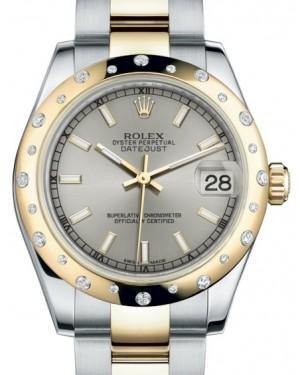 Rolex Datejust 31 Lady Midsize Yellow Gold/Steel Silver Index Dial & Diamond Set Domed Bezel Oyster Bracelet 178343 - Fresh - NY WATCH LAB 