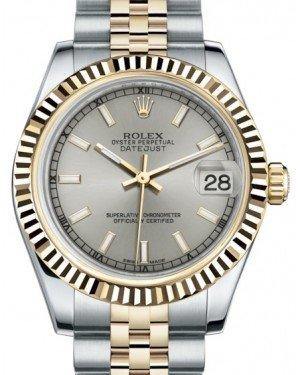 Rolex Datejust 31 Lady Midsize Yellow Gold/Steel Silver Index Dial & Fluted Bezel Jubilee Bracelet 178273 - Fresh - NY WATCH LAB 