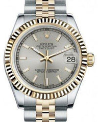 Rolex Datejust 31 Lady Midsize Yellow Gold/Steel Silver Index Dial & Fluted Bezel Jubilee Bracelet 178273 - Fresh - NY WATCH LAB 