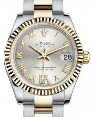 Rolex Datejust 31 Lady Midsize Yellow Gold/Steel Silver Roman Diamond VI Dial & Fluted Bezel Oyster Bracelet 178273 - Fresh - NY WATCH LAB 