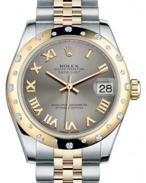 Rolex Datejust 31 Lady Midsize Yellow Gold/Steel Steel Roman Dial & Diamond Set Domed Bezel Jubilee Bracelet 178343 - Fresh - NY WATCH LAB 