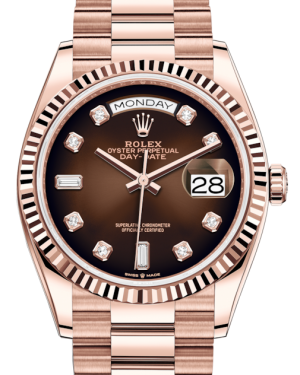 Rolex Day-Date 36mm Everose gold brown ombré, diamond-set dial 128235