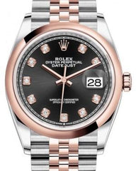 Rolex Datejust 36 Rose Gold/Steel Black Diamond Dial & Domed Bezel Jubilee Bracelet 126201