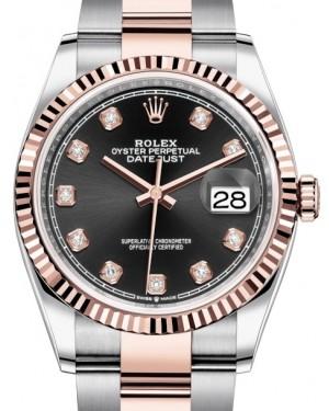 Rolex Datejust 36 Rose Gold/Steel Black Diamond Dial & Fluted Bezel Oyster Bracelet 126231