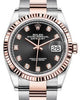 Rolex Datejust 36 Rose Gold/Steel Black Diamond Dial & Fluted Bezel Oyster Bracelet 126231