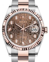 Rolex Datejust 36 Rose Gold/Steel Chocolate Jubilee Diamond Dial & Fluted Bezel Oyster Bracelet 126231