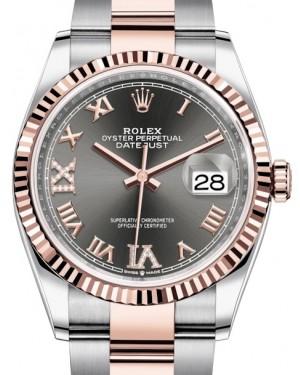 Rolex Datejust 36 Rose Gold/Steel Dark Rhodium Roman Diamond VI Dial & Fluted Bezel Oyster Bracelet 126231