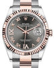 Rolex Datejust 36 Rose Gold/Steel Dark Rhodium Roman Diamond VI Dial & Fluted Bezel Oyster Bracelet 126231