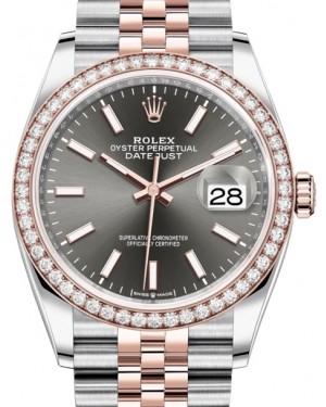 Rolex Datejust 36 Rose Gold/Steel Dark Rhodium Index Dial & Diamond Bezel Jubilee Bracelet 126281RBR