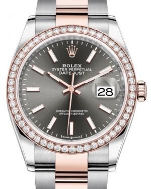 Rolex Datejust 36 Rose Gold/Steel Dark Rhodium Index Dial & Diamond Bezel Oyster Bracelet 126281RBR