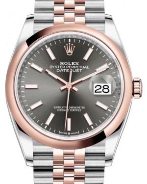 Rolex Datejust 36 Rose Gold/Steel Dark Rhodium Index Dial & Domed Bezel Jubilee Bracelet 126201