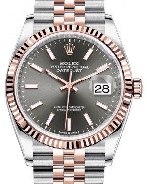 Rolex Datejust 36 Rose Gold/Steel Dark Rhodium Index Dial & Fluted Bezel Jubilee Bracelet 126231 - New