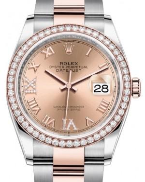 Rolex Datejust 36 Rose Gold/Steel Rose Roman Diamond VI Dial & Diamond Bezel Oyster Bracelet 126281RBR