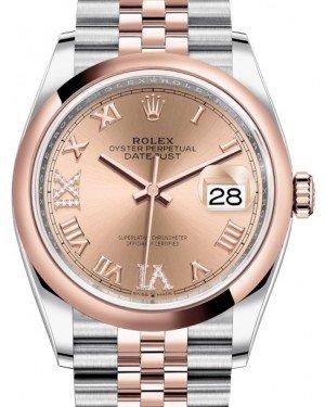 Rolex Datejust 36 Rose Gold/Steel Rose Roman Diamond VI Dial & Domed Bezel Jubilee Bracelet 126201