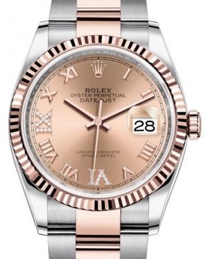 Rolex Datejust 36 Rose Gold/Steel Rose Roman Diamond VI Dial & Fluted Bezel Oyster Bracelet 126231