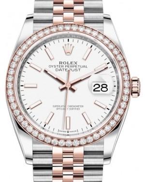 Rolex Datejust 36 Rose Gold/Steel White Index Dial & Diamond Bezel Jubilee Bracelet 126281RBR