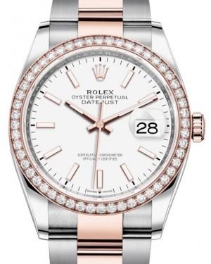 Rolex Datejust 36 Rose Gold/Steel White Index Dial & Diamond Bezel Oyster Bracelet 126281RBR