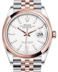 Rolex Datejust 36 Rose Gold/Steel White Index Dial & Domed Bezel Jubilee Bracelet 126201