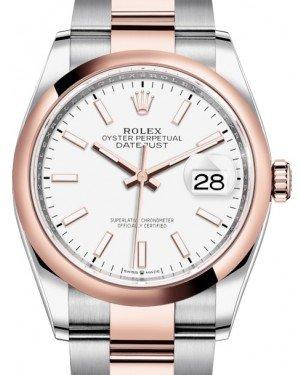 Rolex Datejust 36 Rose Gold/Steel White Index Dial & Domed Bezel Oyster Bracelet 126201