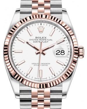 Rolex Datejust 36 Rose Gold/Steel White Index Dial & Fluted Bezel Jubilee Bracelet 126231