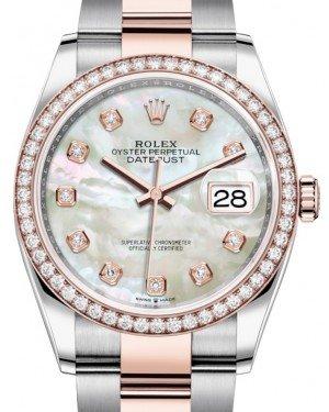 Rolex Datejust 36 Rose Gold/Steel White Mother of Pearl Diamond Dial & Diamond Bezel Oyster Bracelet 126281RBR