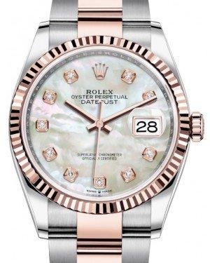Rolex Datejust 36 Rose Gold/Steel White Mother of Pearl Diamond Dial & Fluted Bezel Oyster Bracelet 126231